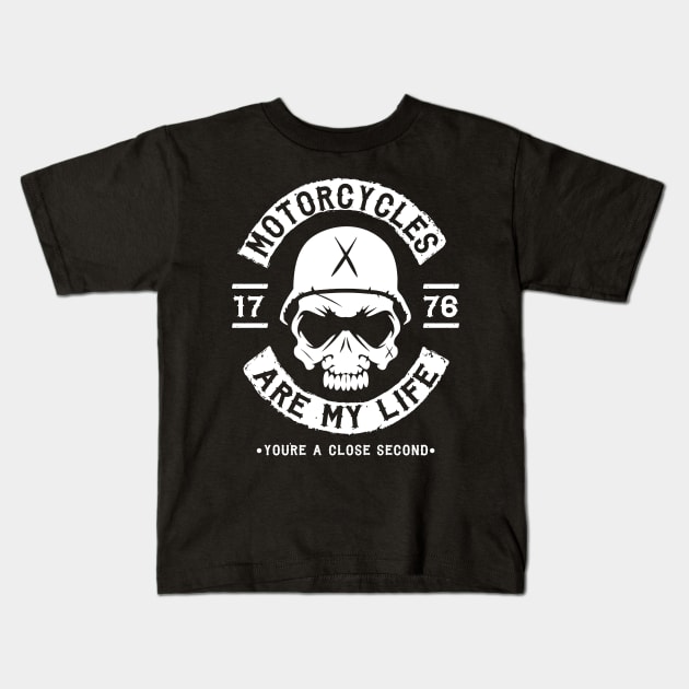 BIKER - MOTORCYCLES ARE MY LIFE Kids T-Shirt by Tshirt Samurai